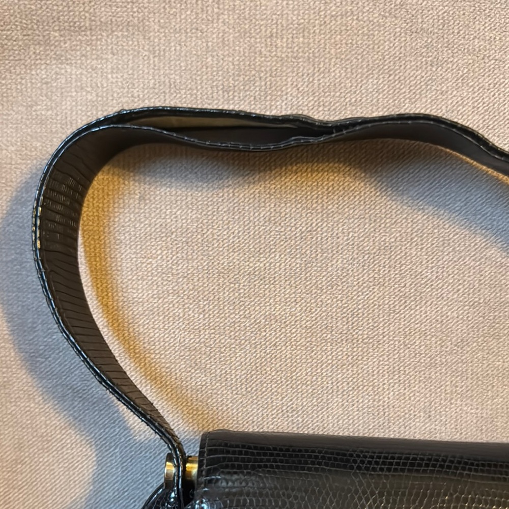 Vintage Black Reptile Leather Handbag - Picture 15 of 15